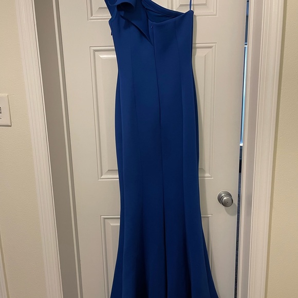 Blue One Shoulder Mermaid Jovani Gown 32602 - Picture 2 of 7